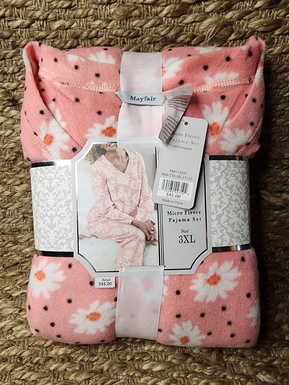 NEW Mayfair Women's 3XL 2 Pc UltraSoft Micro Fleece Pink Floral Pajama Set Gift